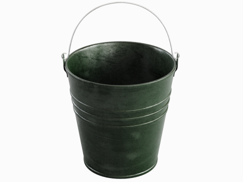 Color Painted Steel Bucket 02 3D Модель