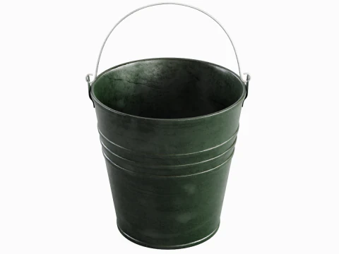 Color Painted Steel Bucket 02 3D Model