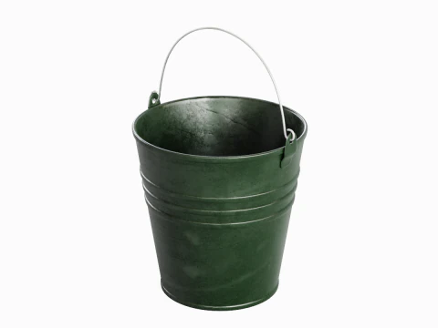 Color Painted Steel Bucket 02 3D Model
