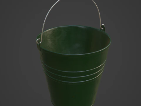 Color Painted Steel Bucket 02 3D Model