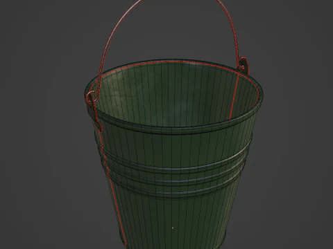 Color Painted Steel Bucket 02 3D Model