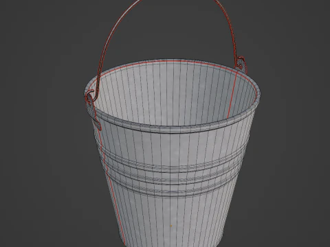 कलर पेंटेड स्टील बाल्टी 05 3D मॉडल