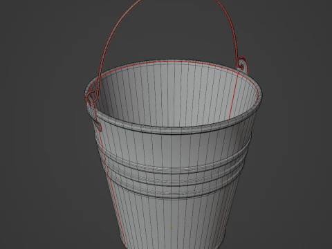 कलर पेंटेड स्टील बाल्टी 05 3D मॉडल