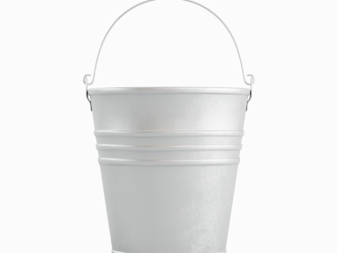 Aluminium Brushed Worn Steel Bucket 3D मॉडल