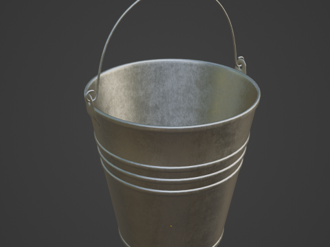 Aluminium Brushed Worn Steel Bucket 3D मॉडल