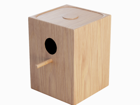 Wooden Birdhouse B 01 Model 3D