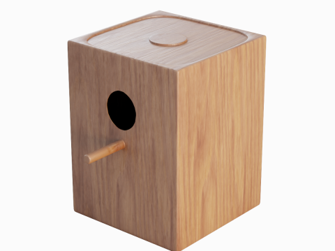 Wooden Birdhouse B 02 3D Model