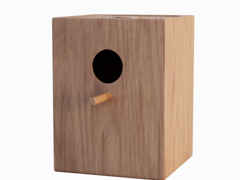 Wooden Birdhouse B 02 3D Model