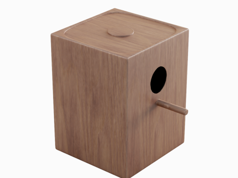 Wooden Birdhouse B 02 3D Model