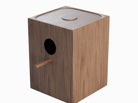 Wooden Birdhouse B 03 3D Model