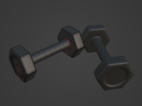 Small Rubber Dumbell 01 3D Model