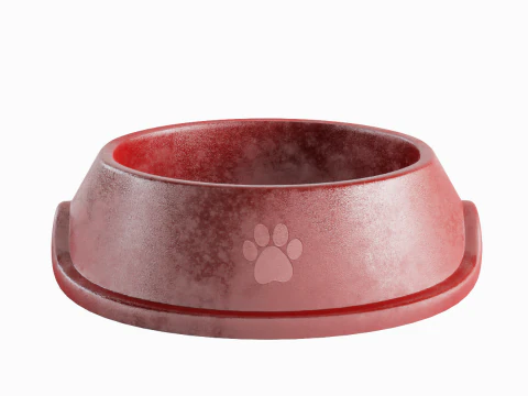 Used Metal Dog Bowl 02 3D Model