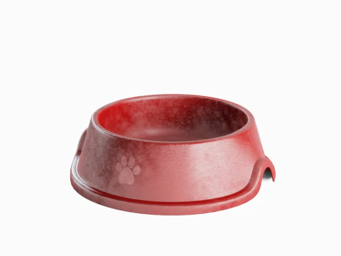 Used Metal Dog Bowl 02 3D Model