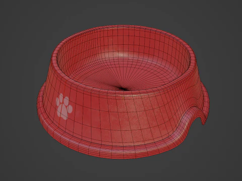 Used Metal Dog Bowl 02 3D Model