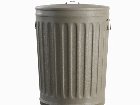 Steel Trash Can 01 3D Model