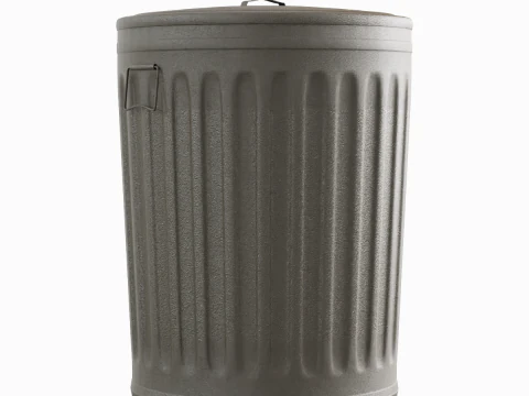 Steel Trash Can 01 3D Model