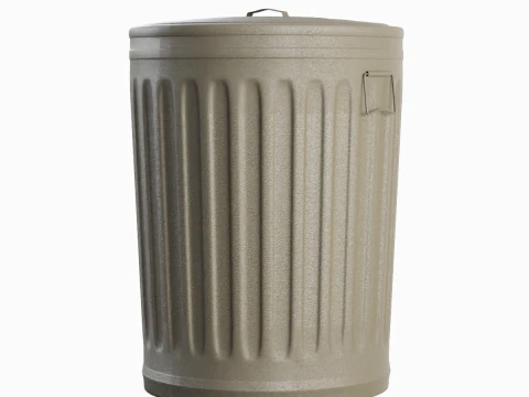 Steel Trash Can 01 3D Model