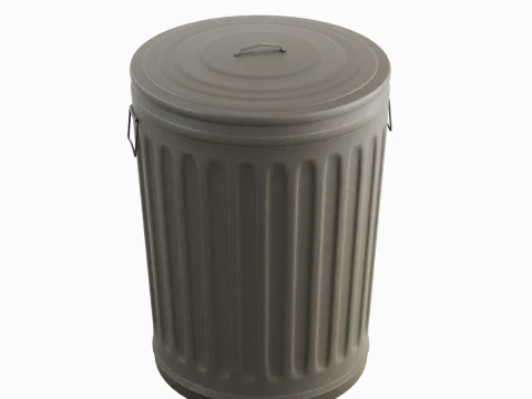 Steel Trash Can 01 3D Model