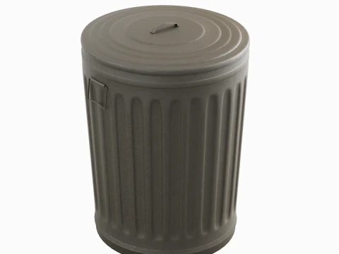 Steel Trash Can 01 3D Model
