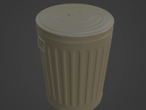 Steel Trash Can 01 3D Model