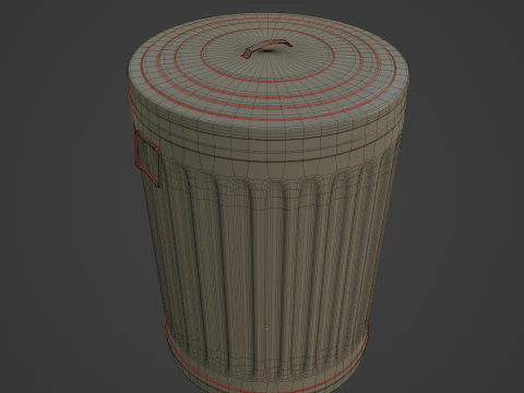 Steel Trash Can 01 3D Model