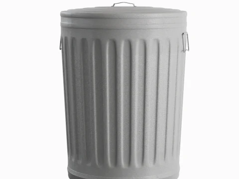 Steel Trash Can 02 3D Model