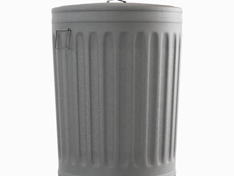 Steel Trash Can 02 3D Model