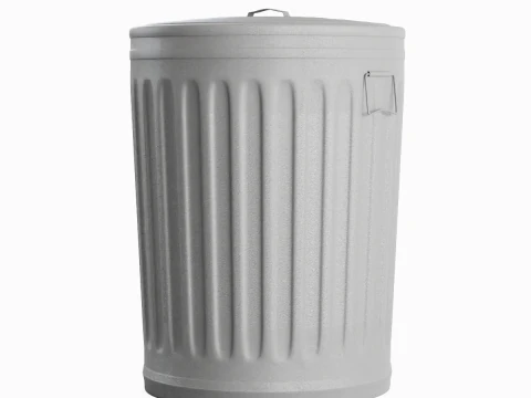Steel Trash Can 02 3D Model