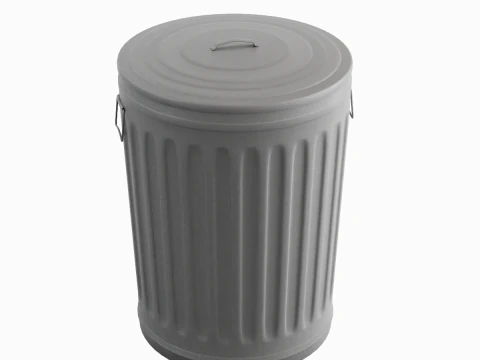 Steel Trash Can 02 3D Model