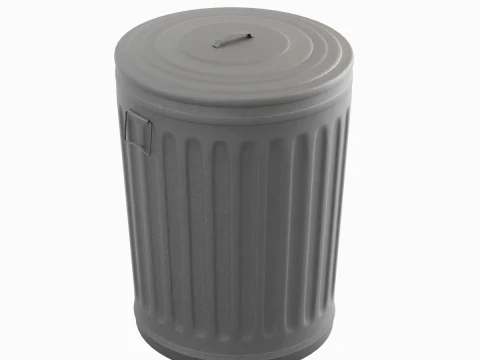 Steel Trash Can 02 3D Model