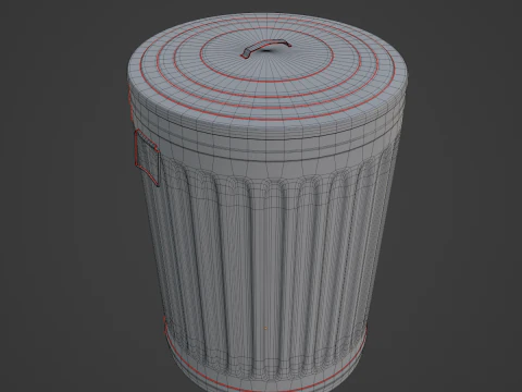 Steel Trash Can 02 3D Model