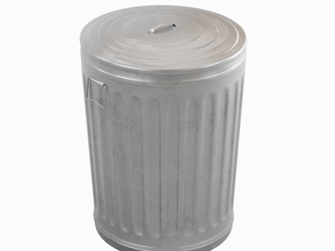 Steel Trash Can 04 3Dモデル