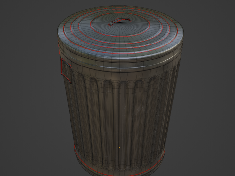 Steel Trash Can 04 3Dモデル