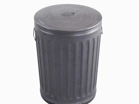 Steel Trash Can 06 3D Model