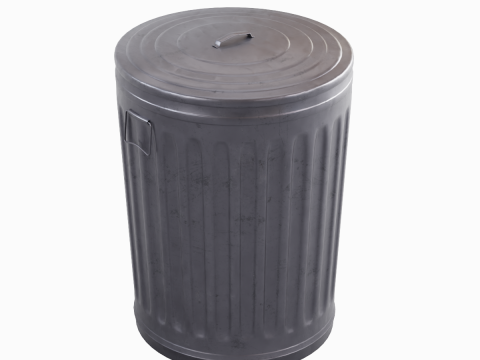 Steel Trash Can 06 3D Model