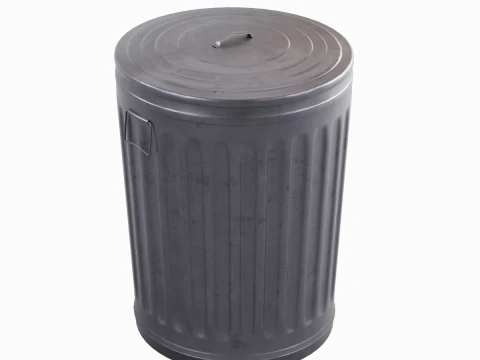 Steel Trash Can 06 3D Model
