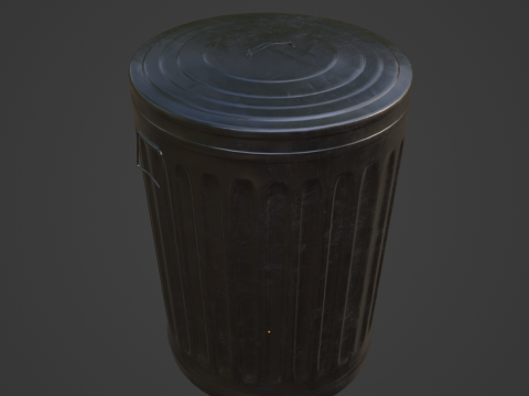 Steel Trash Can 06 3D Model