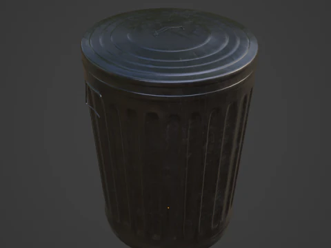 Steel Trash Can 06 3D Model