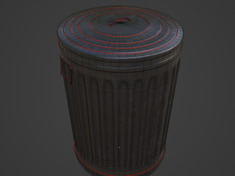 Steel Trash Can 06 3D Model