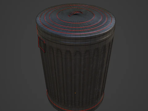 Steel Trash Can 06 3D Model