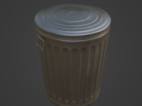 Steel Trash Can 07 3D Model