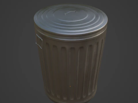 Steel Trash Can 07 3D Model
