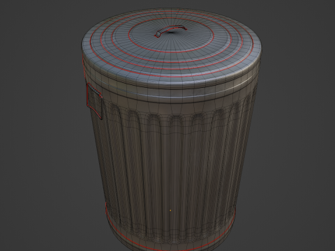 Steel Trash Can 07 3D Model
