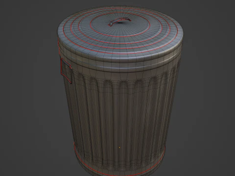 Steel Trash Can 07 3D Model