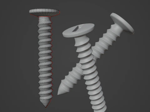Aluminium Screw 02 3D Model