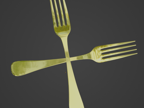 Golden Fork 01 3Dモデル