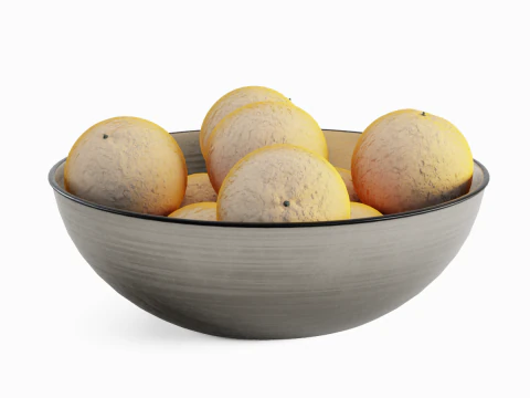 Oranges in Bowl 01 3D Model