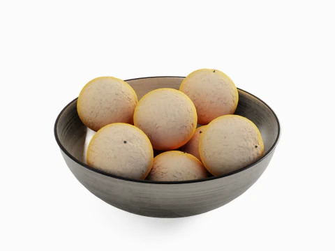 Oranges in Bowl 01 3D Model