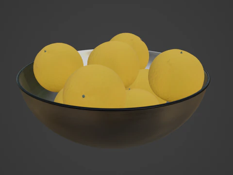 Oranges in Bowl 01 3D Model