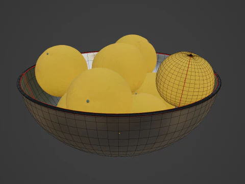 Oranges in Bowl 01 3D Model
